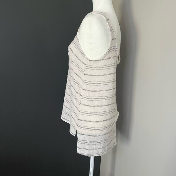 Project Social T Lightweight Striped Gray Cream Sleeveless Sweater Top- Size L - Picture 3 of 8